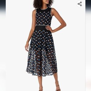 Cynthia Rowley Dot Embroidered Mesh Floral dress